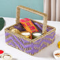 Handwoven Gift Basket With Movable Handle Lavender
