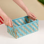 Handwoven Gift Basket With Handles Blue And Gold