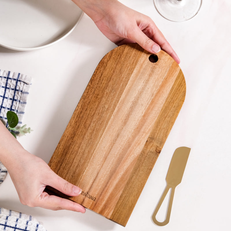 Hangable Acacia Cheeseboard With Knife Set Of 2