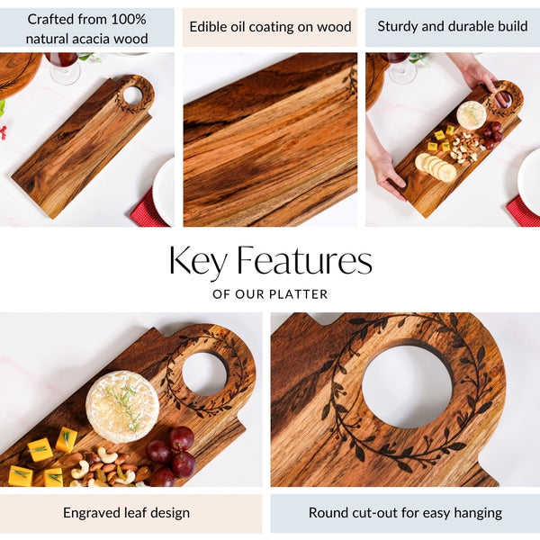 Wreath Ring Acacia Wood Platter 44x15cm
