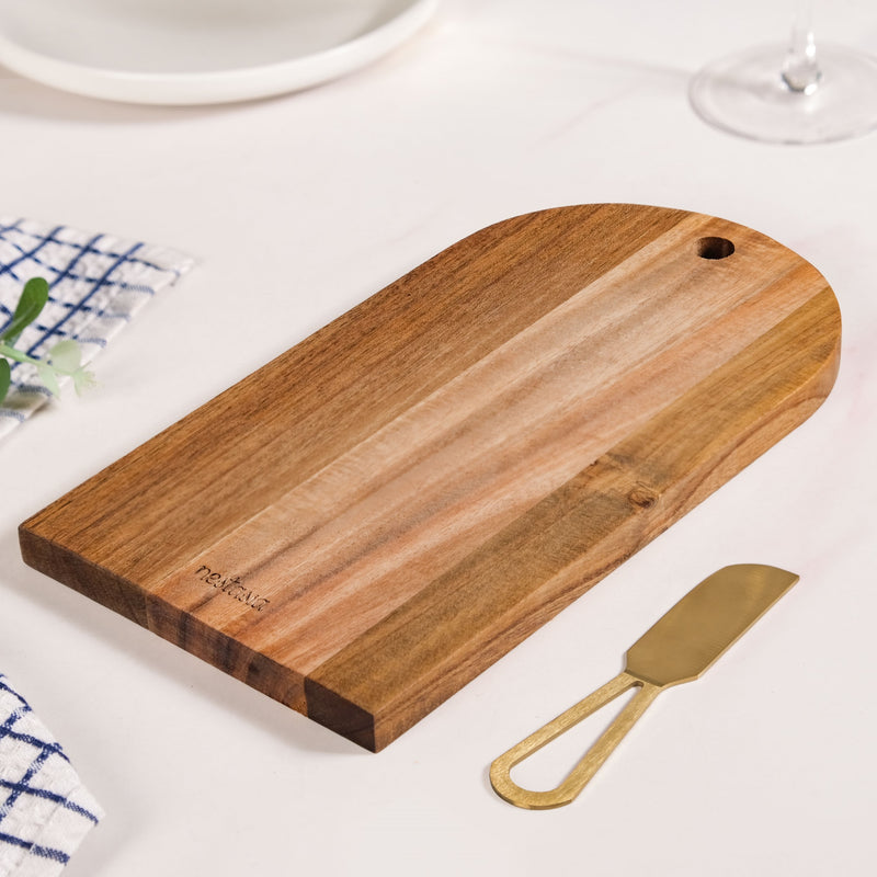 Hangable Acacia Cheeseboard With Knife Set Of 2