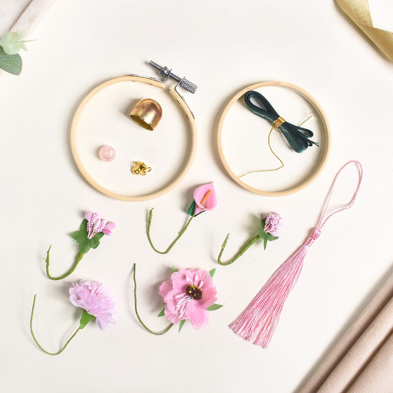 Floral Swinging Car Ornament Pink
