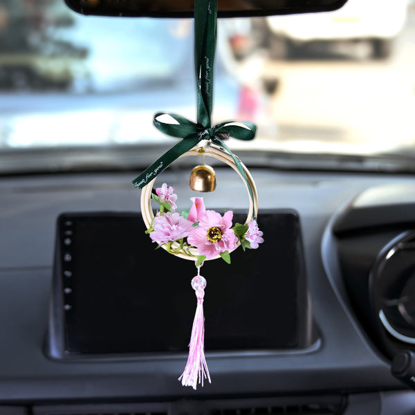 DIY Floral Swinging Car Ornament Pink