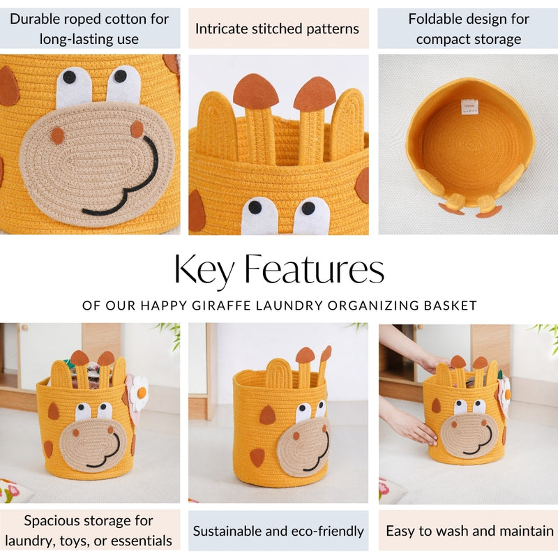 Happy Giraffe Organiser Basket For Kids Room