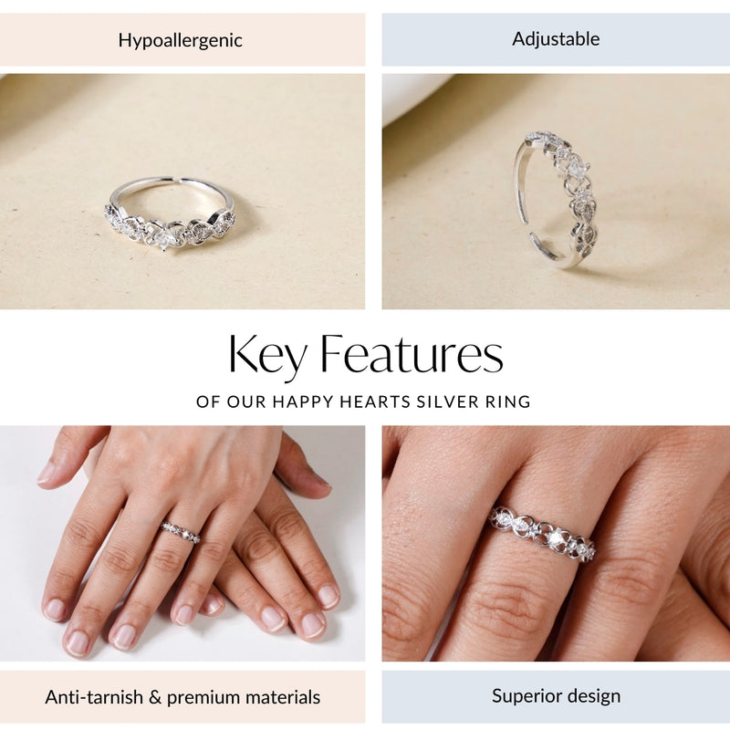 Happy Hearts Silver Ring
