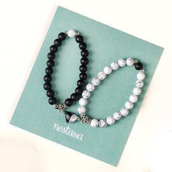 Set Of 2 Onyx Howlite Magnetic Stone Bracelet