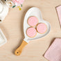 Heart Ceramic Serving Platter With Wooden Handle