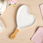 Heart Ceramic Serving Platter With Wooden Handle