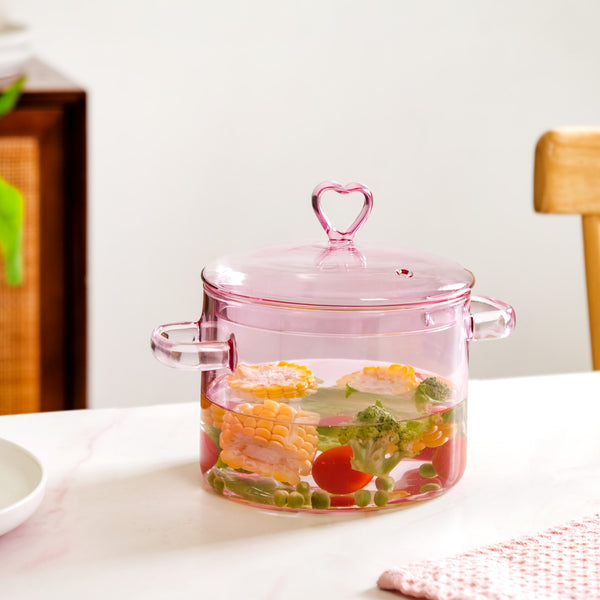 Heart Headed Small Borosilicate Cooking Pot 1250ml