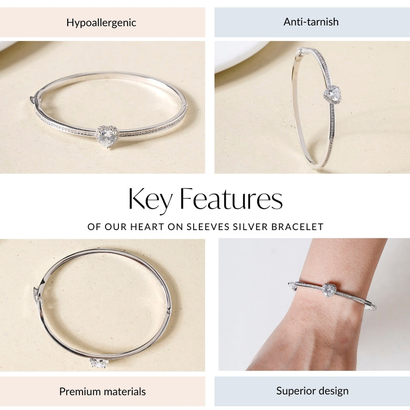 Heart On Sleeves Silver Bracelet