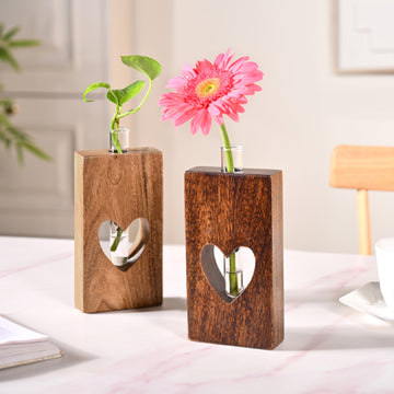 Heart Shaped Money Planter Pair With Removable Test Tubes