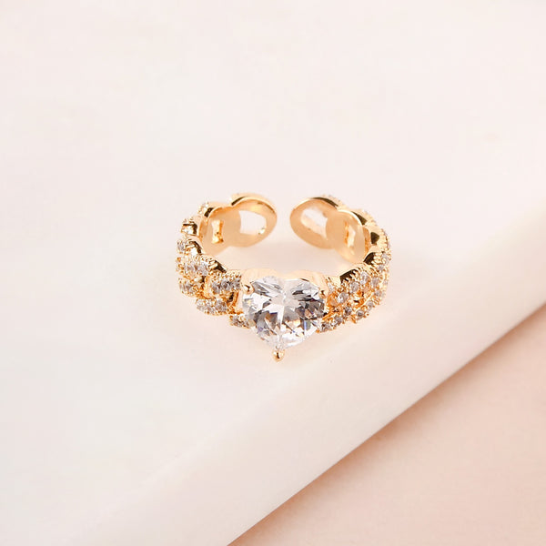 Heart Solitaire Knotted Gold Ring