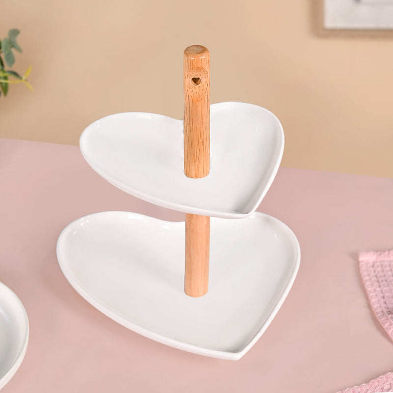 Heart Two Tier Ceramic Cake Stand