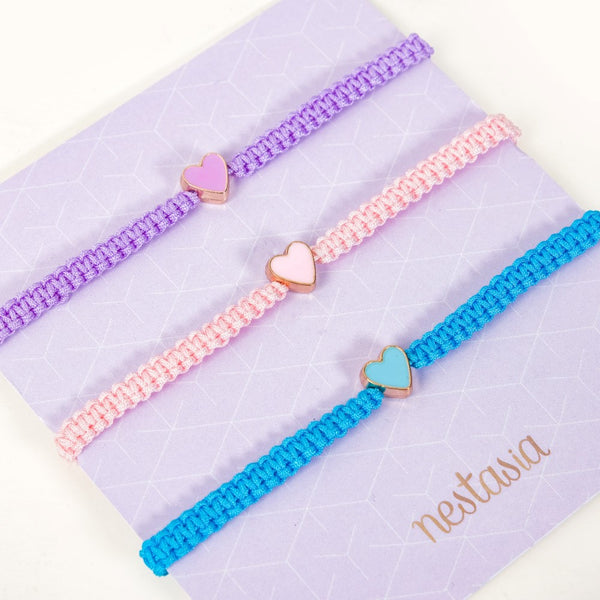 Colourful Hearts Thread Bracelet Set Of 3