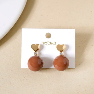 Heart Of Gold Drop Earrings Brown