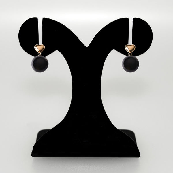 Heart Of Gold Drop Earrings Black