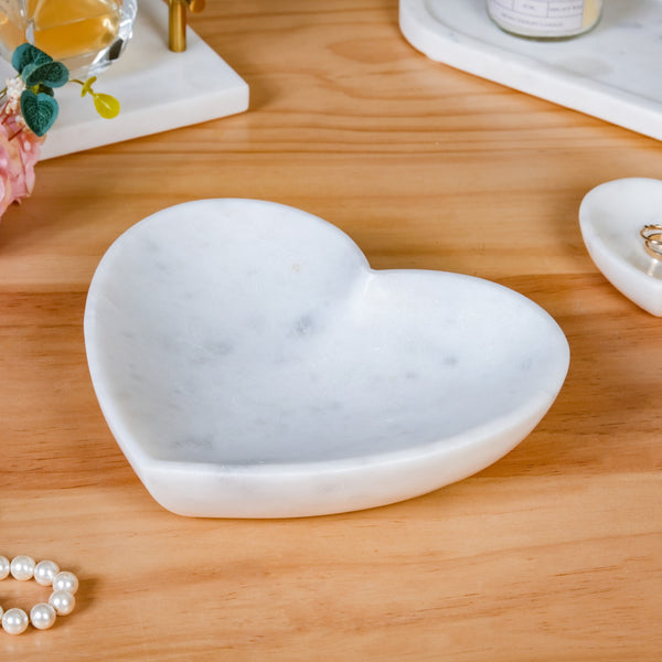 Big Heart Polished Marble Stone Platter 8 Inch