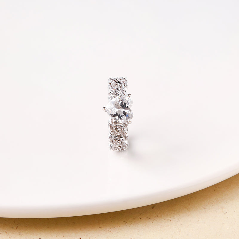 Heart Solitaire Knotted Silver Ring