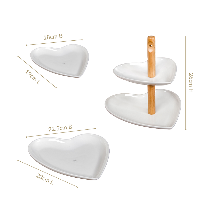 Heart Two Tier Ceramic Cake Stand