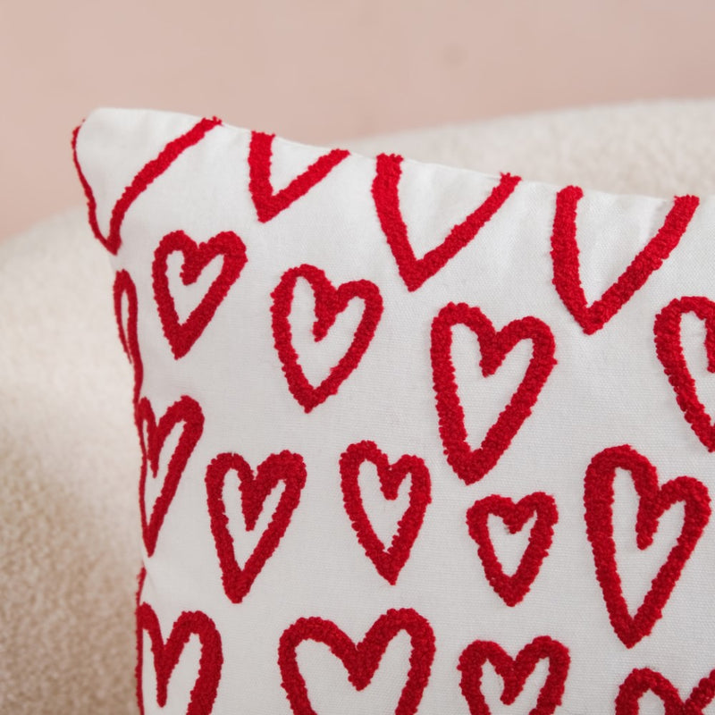 Adorable Hearts Cushion Case Set Of 2 16x16 Inch
