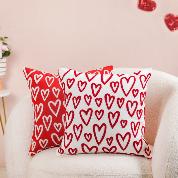 Adorable Hearts Cushion Case Set Of 2 16x16 Inch