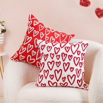 Adorable Hearts Cushion Case Set Of 2 16x16 Inch