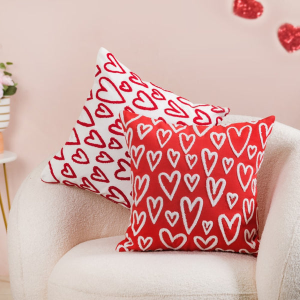 Adorable Hearts Cushion Case Set Of 2 16x16 Inch