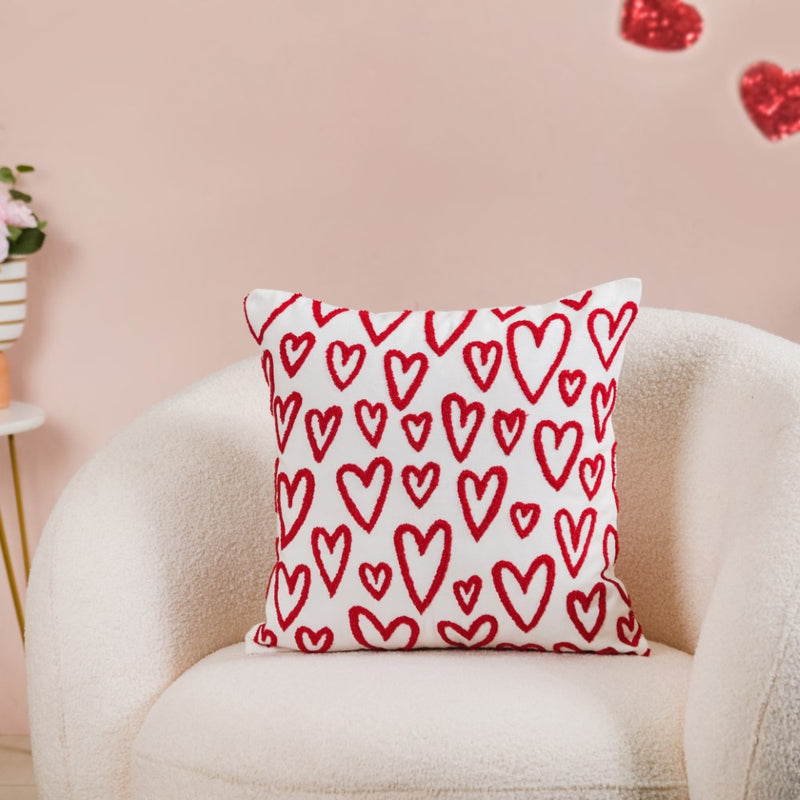 Adorable Hearts Cushion Case Set Of 2 16x16 Inch