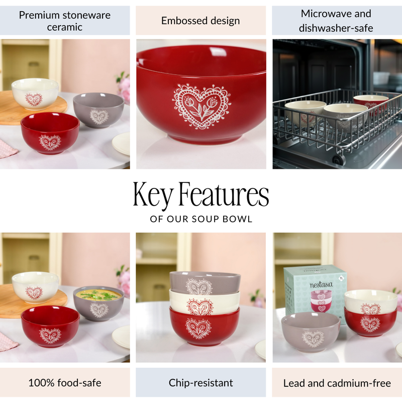 Hearty Ceramic Bowl Set Of 3 540ml