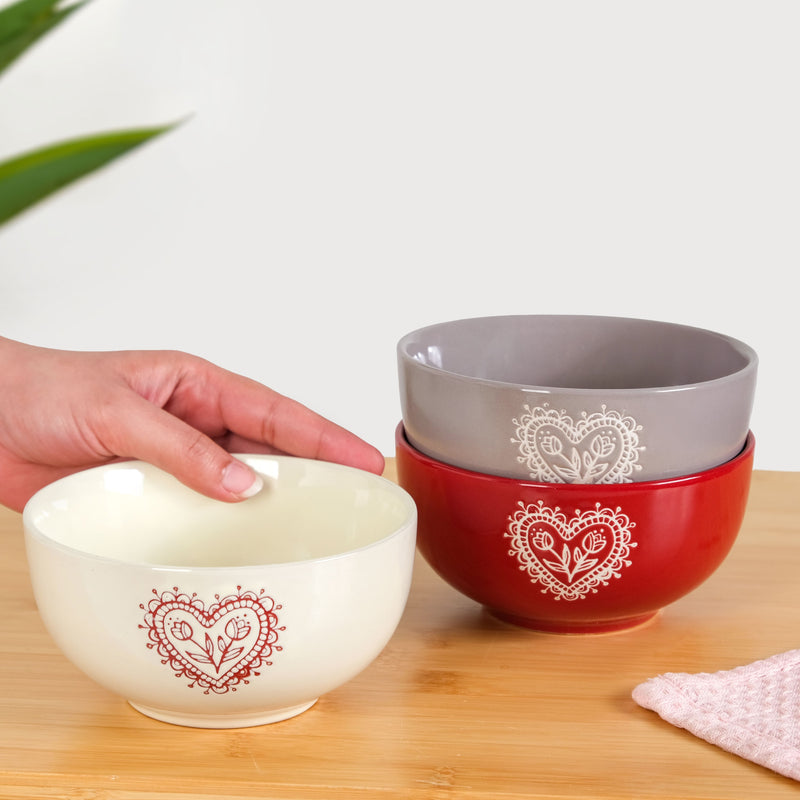 Hearty Ceramic Bowl Set Of 3 540ml