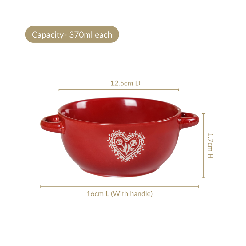 Hearty Ceramic Bowl With Handle Set Of 3 370ml