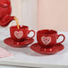 Hearty Ceramic Tea Cup And Saucer Set Of 2 Red 200ml