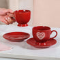 Hearty Ceramic Tea Cup And Saucer Set Of 2 Red 200ml