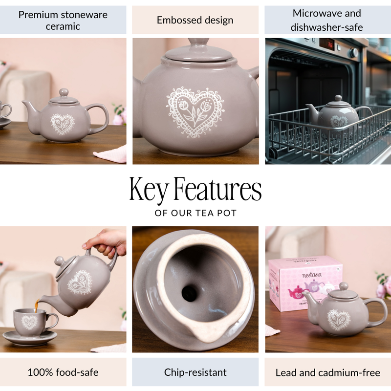 Hearty Ceramic Tea Pot Grey 1000ml