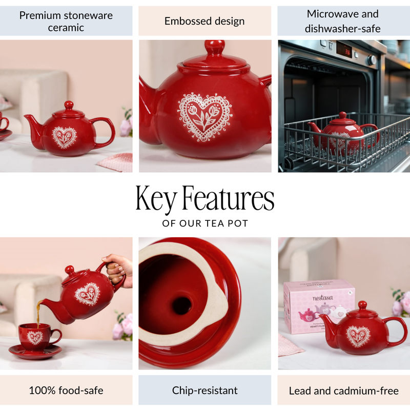 Hearty Ceramic Tea Pot Red 1000ml