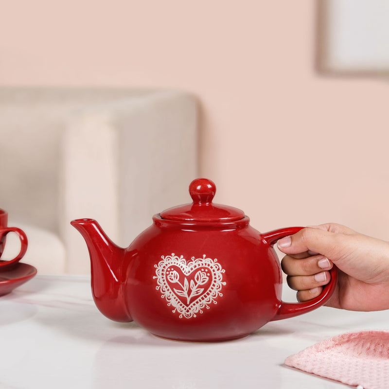 Hearty Ceramic Tea Pot Red 1000ml
