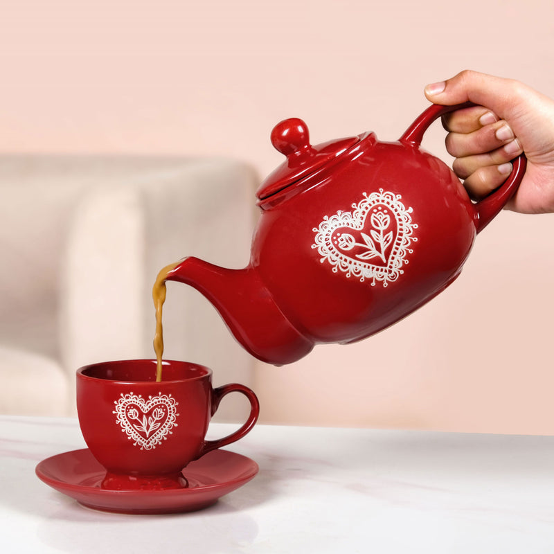 Hearty Ceramic Tea Pot Red 1000ml