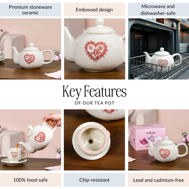 Hearty Ceramic Tea Pot White 1000ml