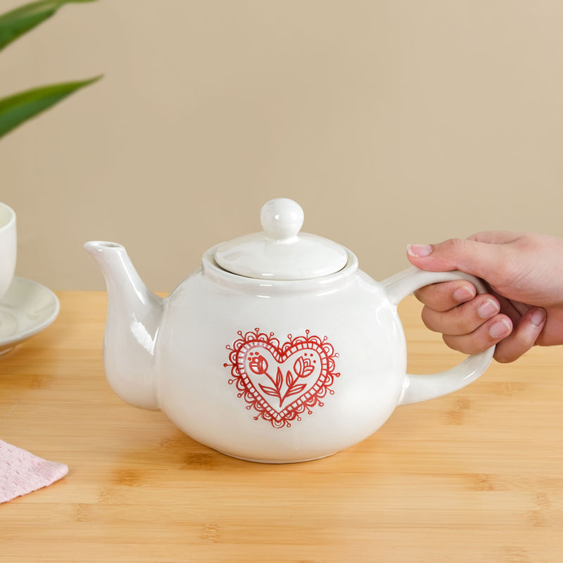 Hearty Ceramic Tea Pot White 1000ml