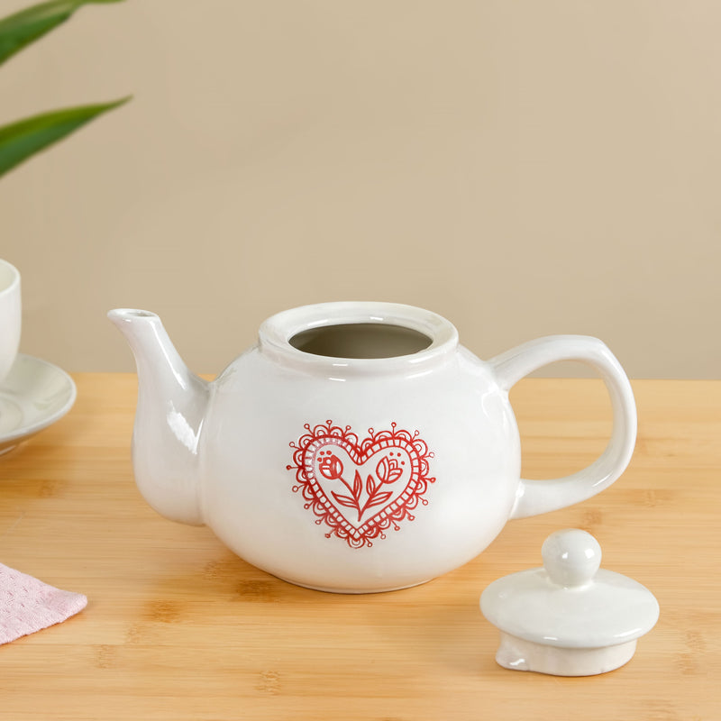 Hearty Ceramic Tea Pot White 1000ml