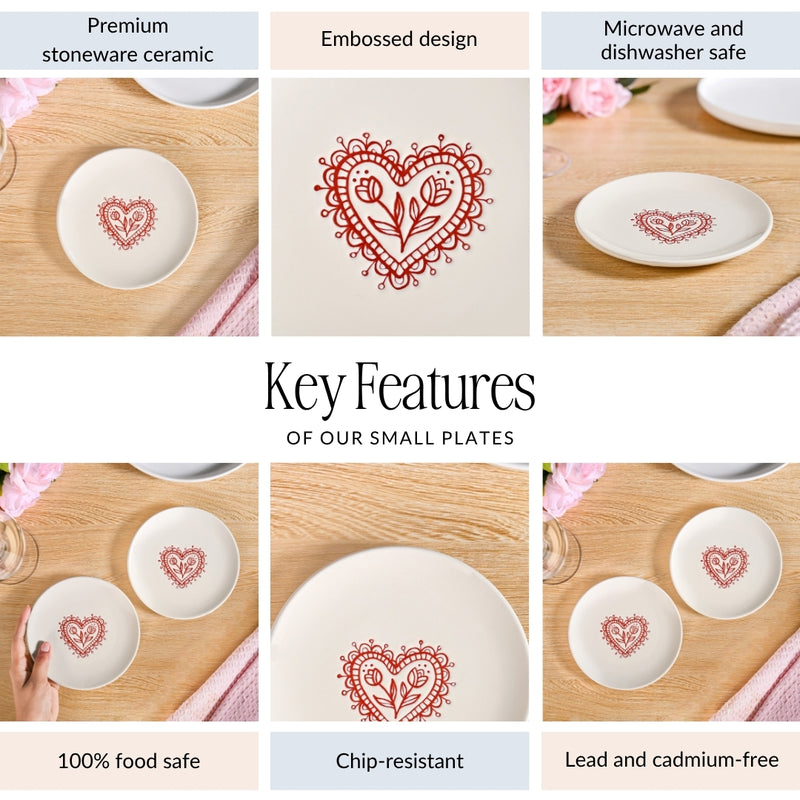 Hearty Floral Ceramic Plate Cream Set Of 2