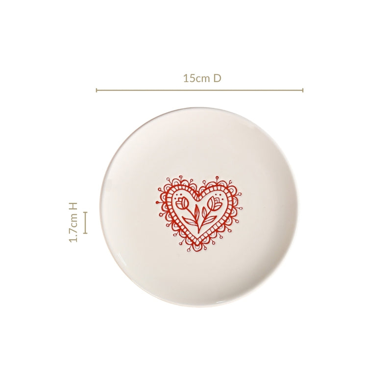 Hearty Floral Ceramic Plate Cream Set Of 2