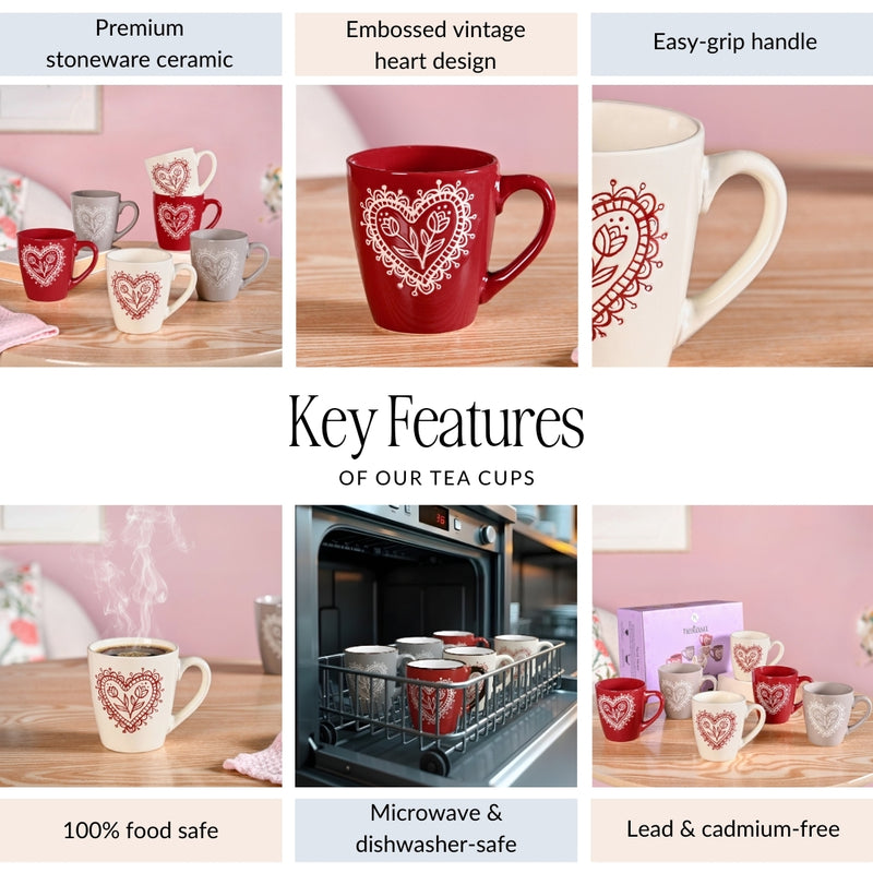 Hearty Floral Cup Set Of 6 210ml