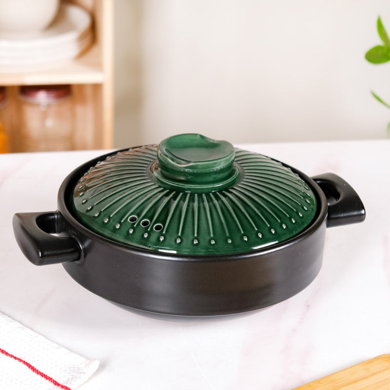 Botanica Ceramic Casserole Cooking Pot Green 2000ml