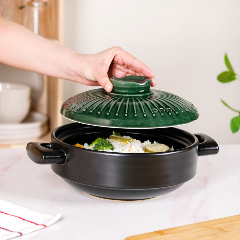 Botanica Ceramic Casserole Cooking Pot Green 2000ml