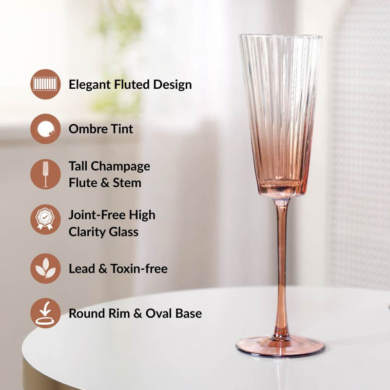 Helios Ombre Champagne Glass Set Of 2 230ml