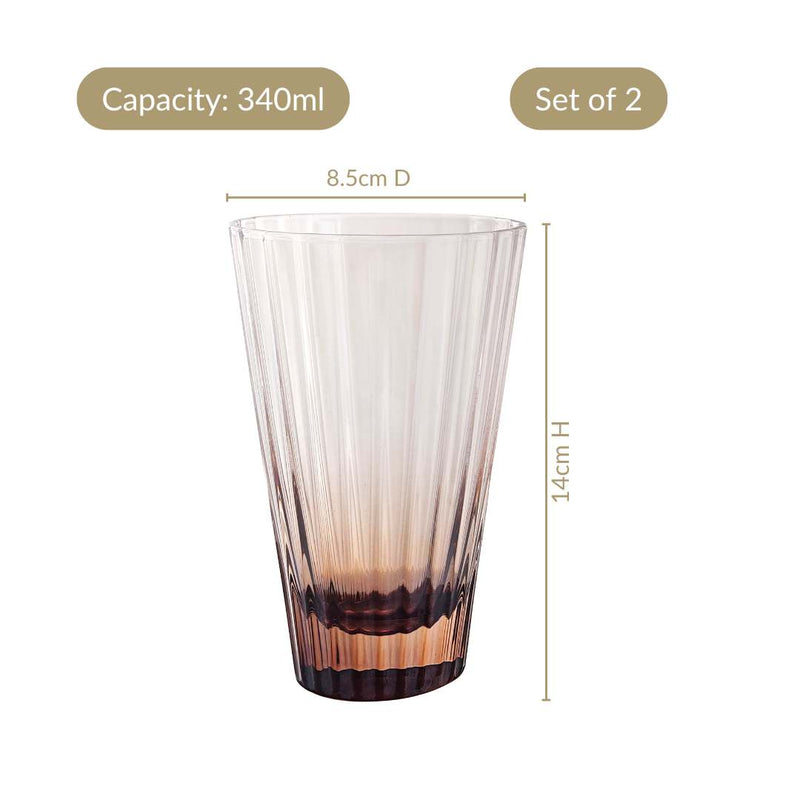 Helios Ombre High Ball Glass Tumbler Set Of 2 340ml