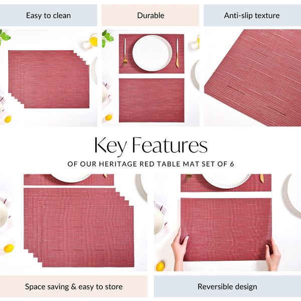 Heritage Red Table Mat Set Of 6