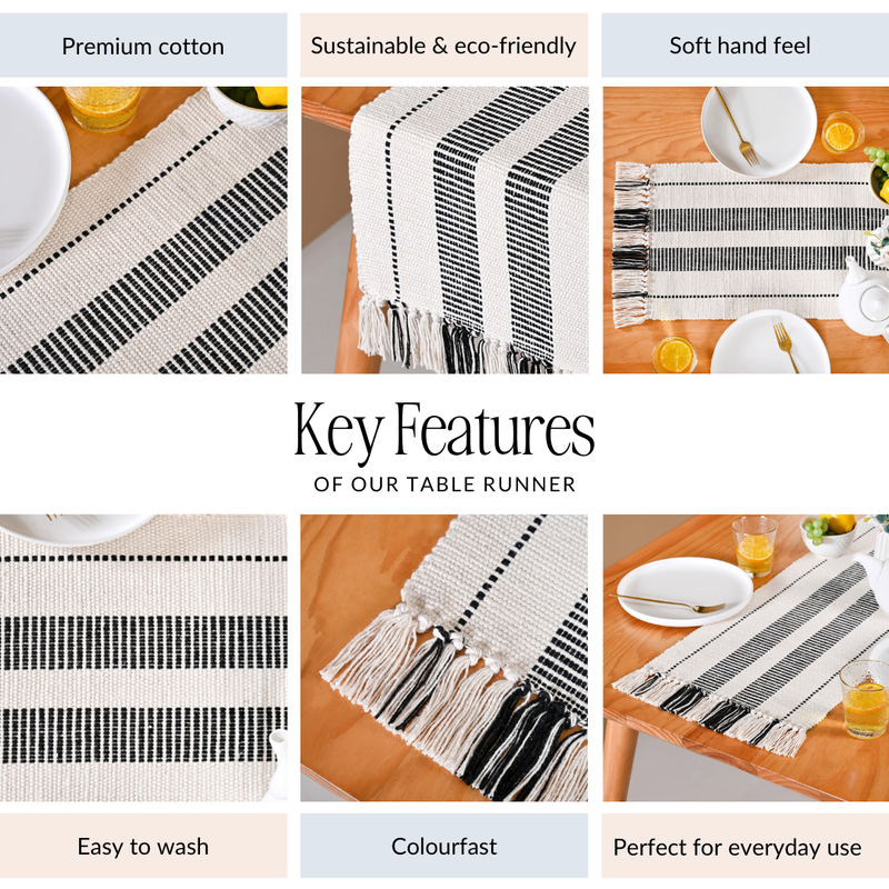 Heritage Loom Fringed Cotton Runner 180x33cm