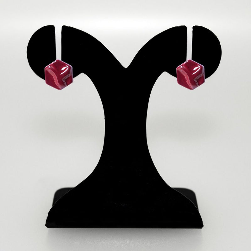 Hexa Maroon Studs